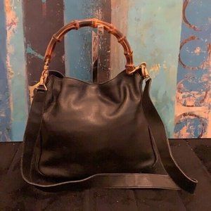 Vintage Gucci timeless two way bamboo bag with shoulder strap authentic